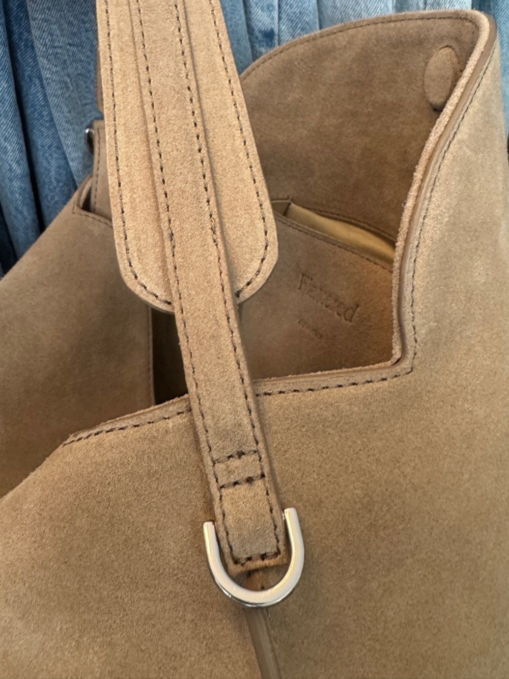 Flattered Suede Shoulder Bag in Tan - Picture 10 of 10